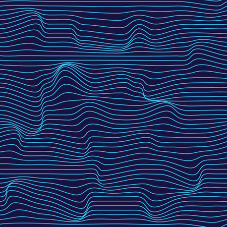 Metaverse seamless vector pattern. Wavy lines endless futuristic abstract background. 3d reality future banner concept. Psychedelic geometric optical illusion texture. Technology business template.のイラスト素材