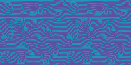 Metaverse seamless vector pattern. Wavy lines endless futuristic abstract background. 3d reality future banner concept. Psychedelic geometric optical illusion texture. Technology business template.のイラスト素材