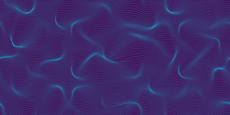 Metaverse seamless vector pattern. Wavy lines endless futuristic abstract background. 3d reality future banner concept. Psychedelic geometric optical illusion texture. Technology business template.のイラスト素材