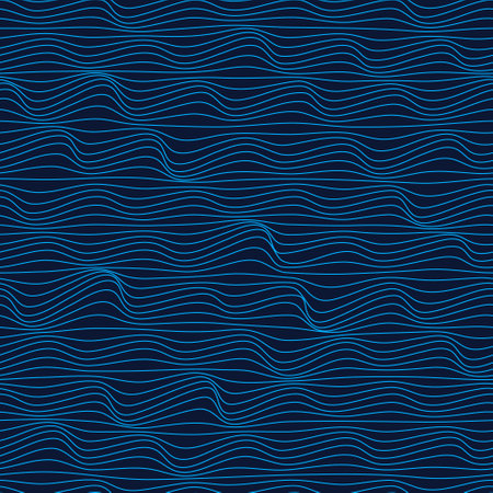 Metaverse seamless vector pattern. Wavy lines endless futuristic abstract background. 3d reality future banner concept. Psychedelic geometric optical illusion texture. Technology business template.のイラスト素材