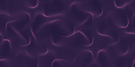 Metaverse seamless vector pattern. Wavy lines endless futuristic abstract background. 3d reality future banner concept. Psychedelic geometric optical illusion texture. Technology business template.のイラスト素材
