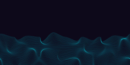 Metaverse seamless vector pattern. Wavy lines endless futuristic abstract background. 3d reality future banner concept. Psychedelic geometric optical illusion texture. Technology business template.のイラスト素材