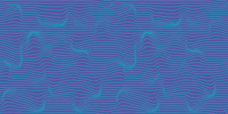 Metaverse seamless vector pattern. Wavy lines endless futuristic abstract background. 3d reality future banner concept. Psychedelic geometric optical illusion texture. Technology business template.のイラスト素材