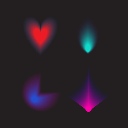 Abstract gradient Y2K fluid shapes vector set. Mental health elements on transparent background. Vaporwave modern aesthetic. Auramodern blurred hologram. Trendy Brutalism.のイラスト素材