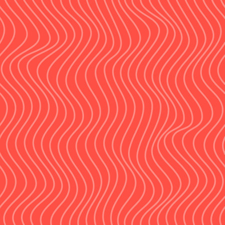 Red Salmon fillet vector seamless texture. Food abstract wallpaper pattern with waved stripes. Sushi...