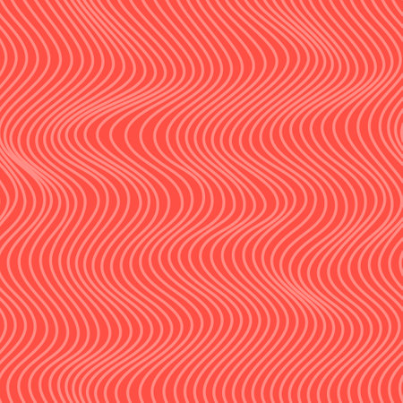 Red Salmon fillet vector seamless texture. Food abstract wallpaper pattern with waved stripes. Sushi restaurant packaging and Menu design.のイラスト素材