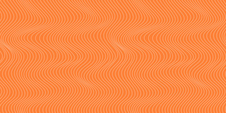 Red Salmon fillet vector seamless texture. Food abstract wallpaper pattern with waved stripes. Sushi restaurant packaging and Menu design.のイラスト素材