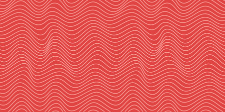 Red Salmon fillet vector seamless texture. Food abstract wallpaper pattern with waved stripes. Sushi restaurant packaging and Menu design.のイラスト素材