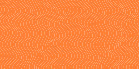 Red Salmon fillet vector seamless texture. Food abstract wallpaper pattern with waved stripes. Sushi restaurant packaging and Menu design.のイラスト素材