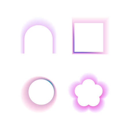 Abstract gradient Y2K fluid gradient shapes vector set. Mental health elements on transparent background. Vaporwave modern aesthetic. Auramodern blurred hologram. Trendy Brutalism.のイラスト素材