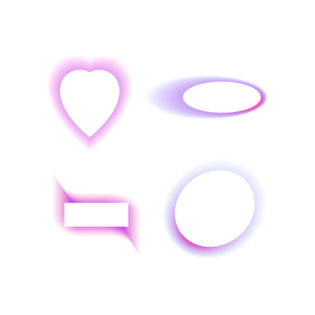 Abstract gradient Y2K fluid gradient shapes vector set. Mental health elements on transparent background. Vaporwave modern aesthetic. Auramodern blurred hologram. Trendy Brutalism.のイラスト素材