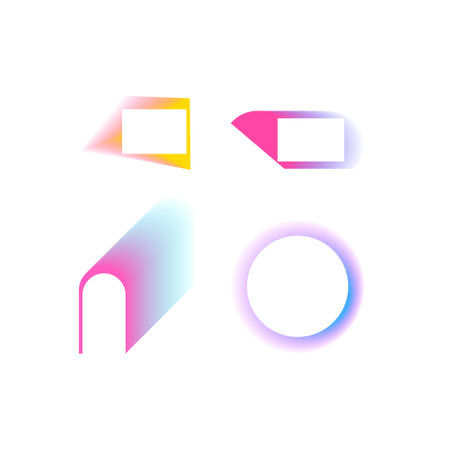 Abstract gradient Y2K fluid gradient shapes vector set. Mental health elements on transparent background. Vaporwave modern aesthetic. Auramodern blurred hologram. Trendy Brutalism.のイラスト素材