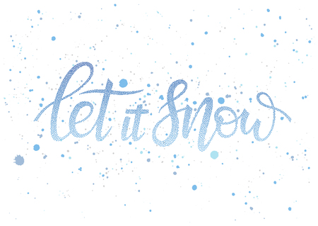 Christmas and New Year typography.Let it snow - hand drawn lettering with stylized snowflakes.Seasons greetings card designs perfect for prints, flyers,cards,invitations and more.のイラスト素材