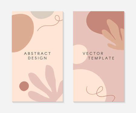 Set of editable story templates with copy space for text.Modern vector layouts with hand drawn organic shapes and textures.Trendy design for social media marketing, digital post, prints, banners.のイラスト素材