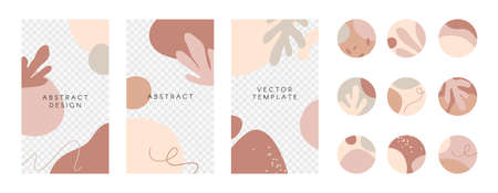 Vector layouts with hand drawn organic shapes and textures.のイラスト素材