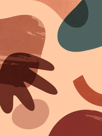 Modern abstract vector illustration with organic various shapes and textures. Boho watercolor wall art decor. Trendy artistic design perfect for banners; social media, invitations, covers, wallpaper.のイラスト素材