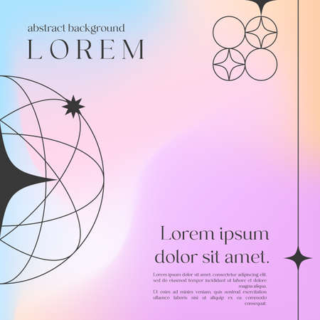 Vector mesh gradient background with wireframe geometric shapes and copy space for text.Abstract illustration in y2k aesthetic.Pastel colors.Trendy minimalist design for banners,social media,covers.のイラスト素材