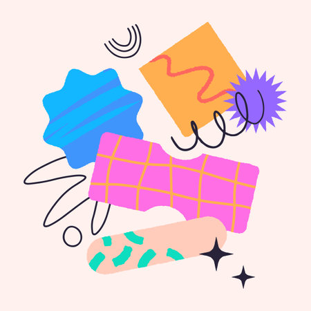 Vector set of artistic patches,doodles and stickers with copy space for text.Modern design elements...