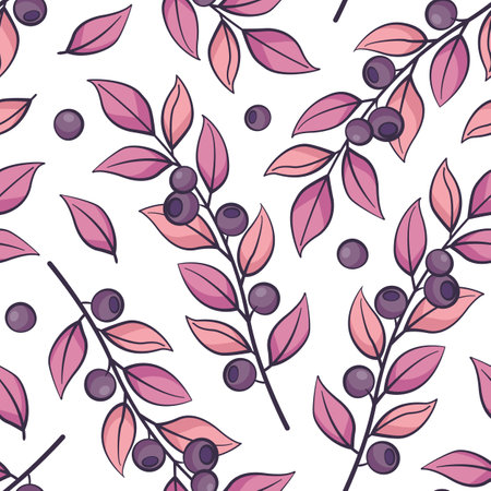Floral seamless pattern. Vector branches with blueberries. Design for fabrics, wallpapers, textiles, web design.のイラスト素材