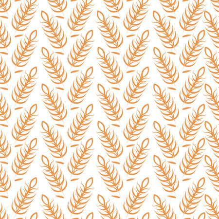 Vector seamless pattern illustration ears of wheat. Whole grain, natural, organic background for bakery package, bread products.のイラスト素材