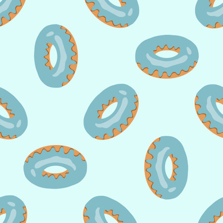Seamless pattern with blue donuts for fabric, wallpaper, textile, tableclothes, web design.のイラスト素材