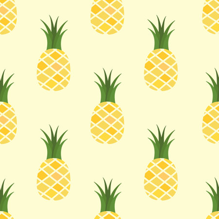 Vector seamless pattern with juicy pineapples. Fruit background for fabric, wallpaper, tablecloth,...