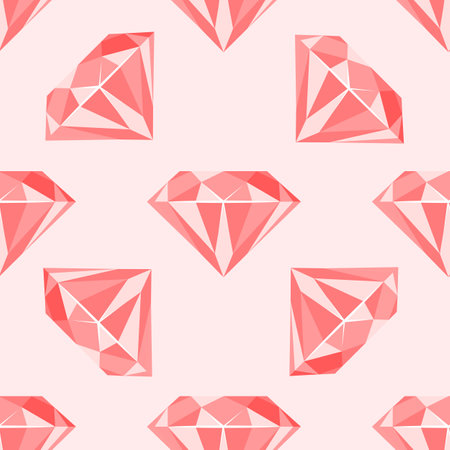 Vector seamless pattern with pink gemstones; design for fabric, wrapping paper, wallpaper, textile, greeting card, gift box, web design.のイラスト素材