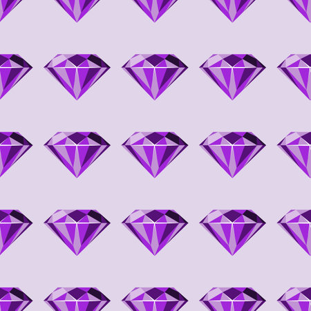Vector seamless pattern with purple gemstones; design for fabric, wrapping paper, wallpaper, textile, greeting card, gift box, web design.のイラスト素材
