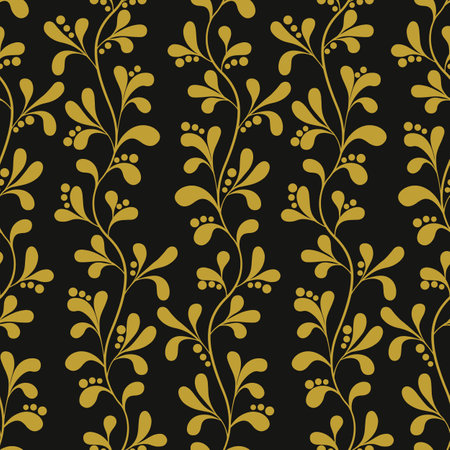 Floral gold seamless pattern with branches and leaves. Design for fabrics, wallpapers, greeting cards, gift boxes, web design.のイラスト素材