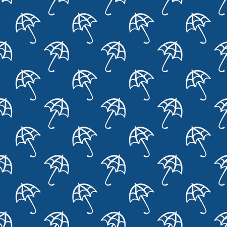Vector seamless pattern with umbrellas on classic blue color; simple design for fabric, wallpaper, textile, wrapping paper, package, web design.のイラスト素材