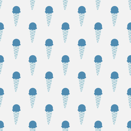 Ice cream cones vector seamless pattern; simple blue background with dessert for fabric, package, wallpaper, wrapping paper, textile, web design.のイラスト素材