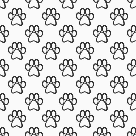 Vector seamless pattern with paw prints; simple animal design for fabric, wallpaper, textile, wrapping paper, web design.のイラスト素材