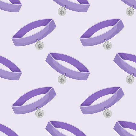 Vector seamless pattern with purple dog-collars; animal design for fabric, wallpaper, wrapping paper, packaging, textile, web design.のイラスト素材