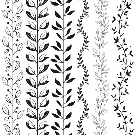 Set of abstract floral borders; vector illustration.のイラスト素材