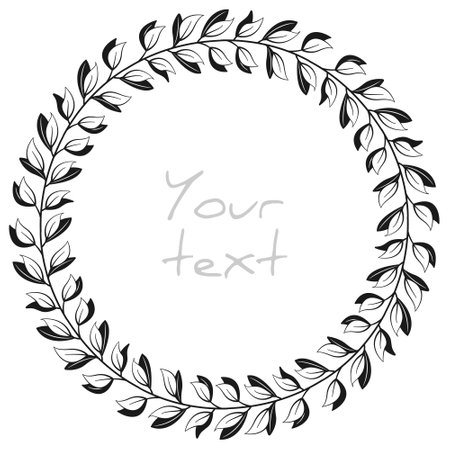 Vector abstract foliate wreath; decorative frame for greeting cards, invitations, wedding cards, posters, banners, web design.のイラスト素材