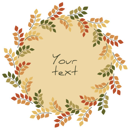 Autumn round wreath; foliate frame for greeting cards, invitations, posters, banners, packaging.のイラスト素材