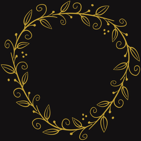 Black background with abstract foliate branch; for greeting cards, invitations, posters, banners; vector illustration.のイラスト素材
