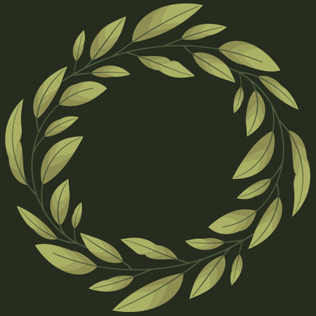 Vector background with bay leaves on dark background; for greeting cards, invitations, posters, banners.のイラスト素材