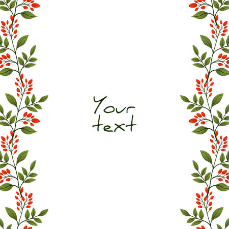 Vector background with barberry; vertical berry borders for greeting cards, invitations, posters, banners, packaging.のイラスト素材