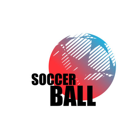 Soccer ball with stars, color logo with blue-red gradient and inscription, emblem, badge for football concept. Isolated vector graphicのイラスト素材