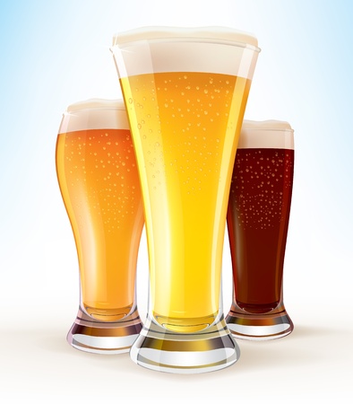 Realistic Glasses of Beer close-upのイラスト素材