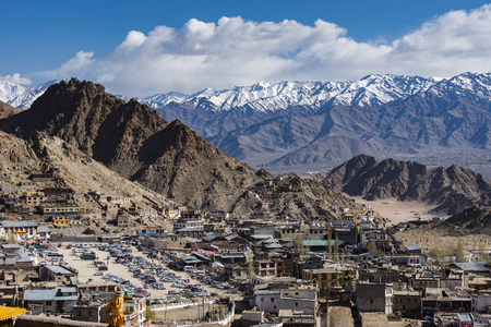 City of Leh Ladakh along the mountain - Indiaの写真素材