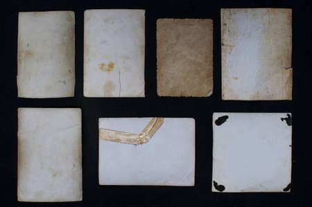 seven notes in black vintage paperの写真素材