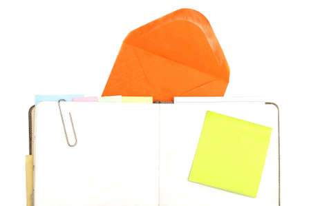 Notepad with blank notes, isolated on white backgroundの写真素材