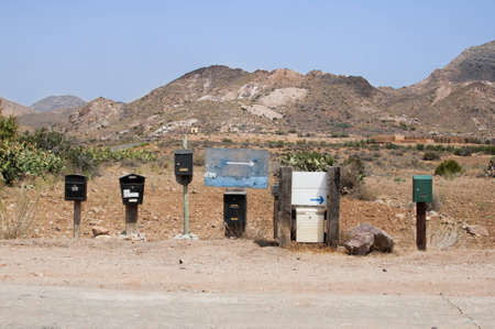 Landscape Mailboxes in the Desertの写真素材