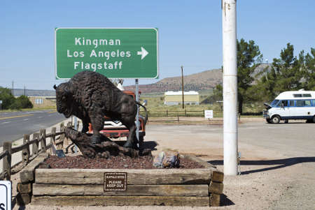 Buffalo Statue on Historic Route 66  Arizona  United States の写真素材