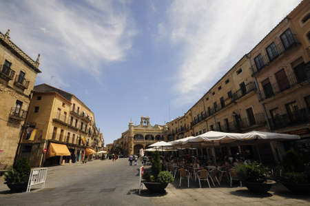 Plaza Mayor of Ciudad Rodrigo with the city in the backgroundのeditorial素材