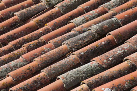 Cas roof with old stains on the tiles,の写真素材