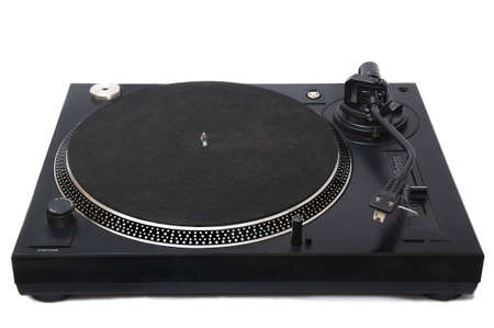 Professional DJ Turntable isolated on white backgroundの写真素材
