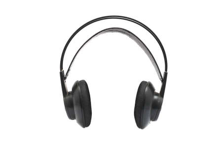 Black headphones isolated on white backgroundの写真素材